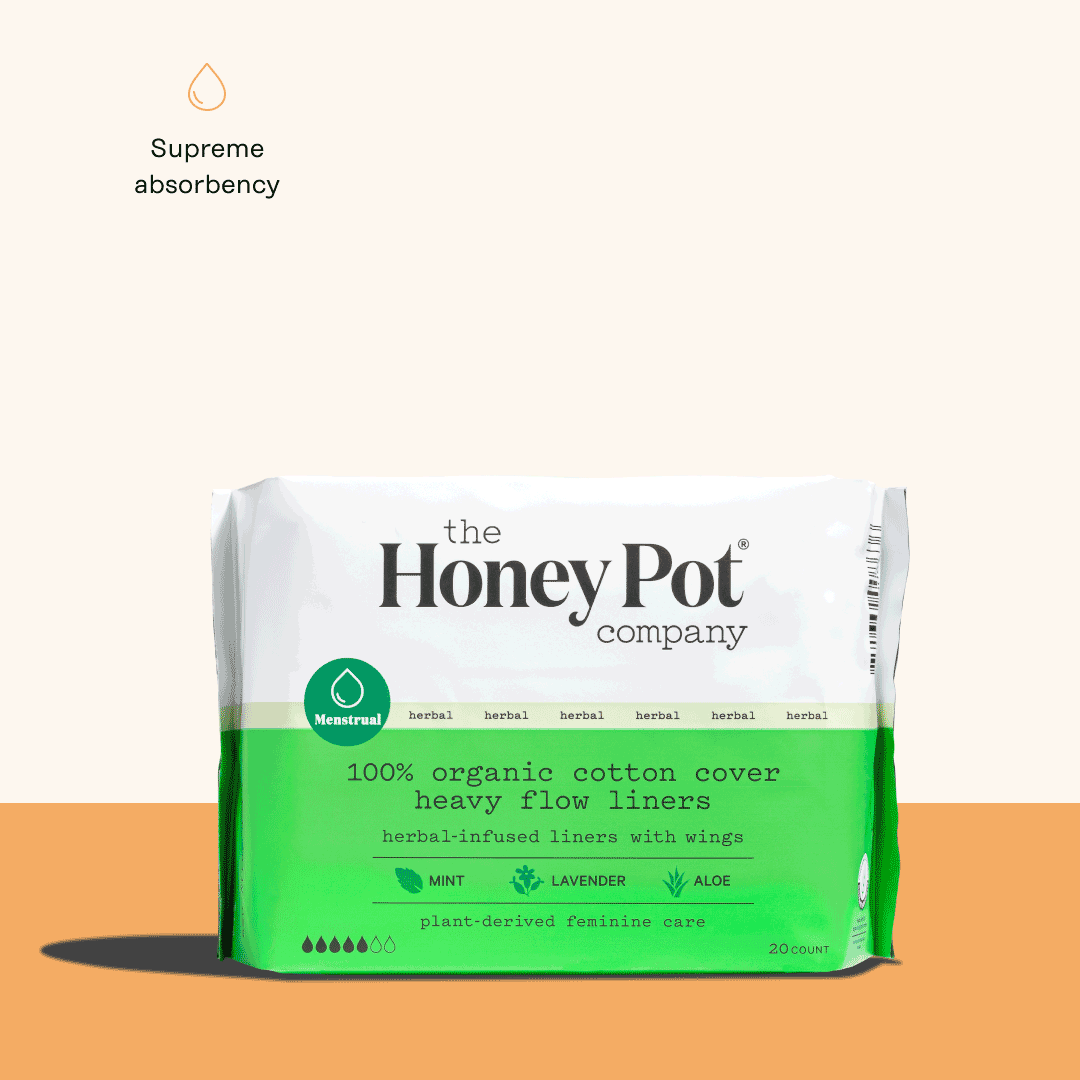 The Honey Pot Organic Cotton Herbal Liners With Wings Heavy Absorbency Carewell