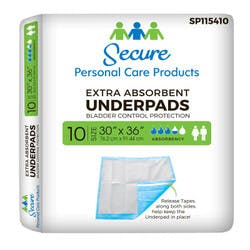 Secure Personal Care Products Underpad, Heavy Absorbency