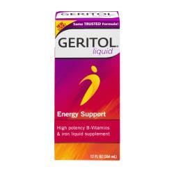 Geritol Liquid Energy Support High Potency B-Vitamins &amp; Iron Liquid Supplement, 12 oz.