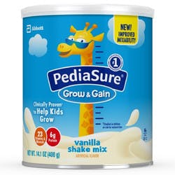 PediaSure Grow &amp; Gain Pediatric Oral Supplement Shake Mix Powder, Vanilla Flavor, 14.1 oz., Can
