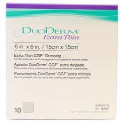 DuoDERM Extra Thin Hydrocolloid Dressing, 6&quot; X 6&quot;, Square Sterile