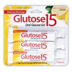 Glutose 15 Oral Glucose Gel, 3 Per Pack, Lemon
