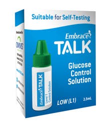 Embrace Talk Glucose Control Solution, 2.5 mL Level 1