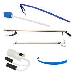 FabLife ADL Hip/Knee Equipment Kit, Reacher, Shoehorn, Dressing Stick &amp; Leg Lifter