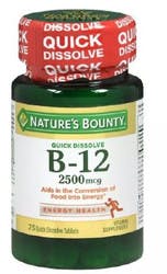 Nature's Bounty Quick Dissolve B-12, 2500 mcg, 75 Tablets