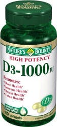 Nature's Bounty High Potency D3, 1000 IU, 100 Softgels