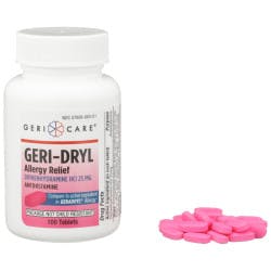 Geri-Care Geri-Dryl Diphenhydramine HCl Allergy Relief, 25 mg, 100 Tablets
