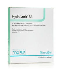 HydraLock SA Super-Absorbent Dressing with Non-Adherent Contact Layer &amp; Waterproof Backing, 6 X 10&quot;