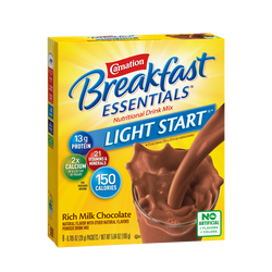 Carnation Breakfast Essentials Complete Nutritional Drink Light Start, Individual Packet, Rich Milk Chocolate, 20g