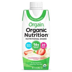 Orgain Organic Nutrition Nutritional Shake, Strawberries &amp; Cream, 11 oz.