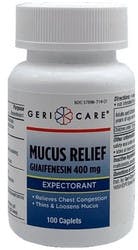 Geri-Care Mucus Relief Guaifenesin Expectorant, 400 mg, 100 Tablets