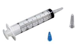 AMSure Enteral Feeding/Irrigation Flat Top Piston Syringe, Poly Pouch, Catheter Tip, 60 mL