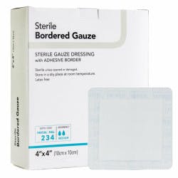 DermaRite Sterile Gauze Dressing with Adhesive Border, 4 X 4&quot;