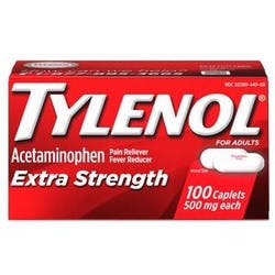 Tylenol Extra Strength, 500 mg Acetaminophen, 100 Tablets