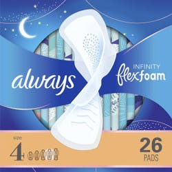 Always Infinity Pads with Wings, Size 4, Unscented, Overnight Absorbency