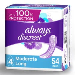 Always Discreet Incontinence Pads, Moderate Absorbency