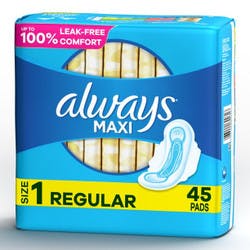 Always Maxi Pads with Wings, Size 1, Regular Absorbency