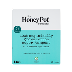 The Honey Pot Organic Cotton Tampons, Super Absorbency