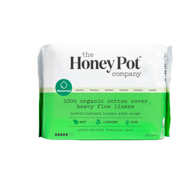 The Honey Pot Organic Cotton Herbal Liners with Wings, Heavy Absorbency