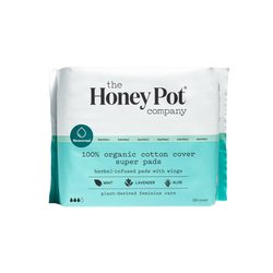 The Honey Pot Organic Cotton Herbal Pads with Wings, Super Absorbency