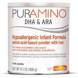PurAmino DHA &amp; ARA Hypoallergenic Amino-Based Infant &amp; Toddler Powder Formula with Iron, 14.1 oz.