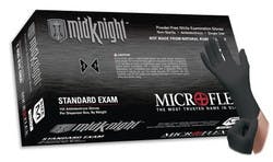 Microflex MidKnight Touch Exam Gloves, Not Chemo Approved, Black