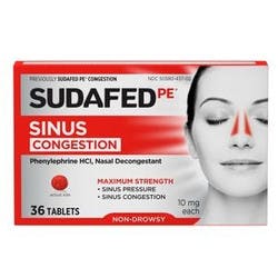 Sudafed PE Sinus Congestion Relief, Maximum Strength, 36 Tablets