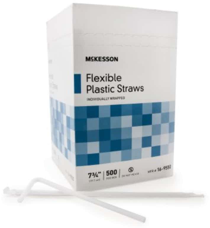 McKesson Flexible Drinking Straws, White