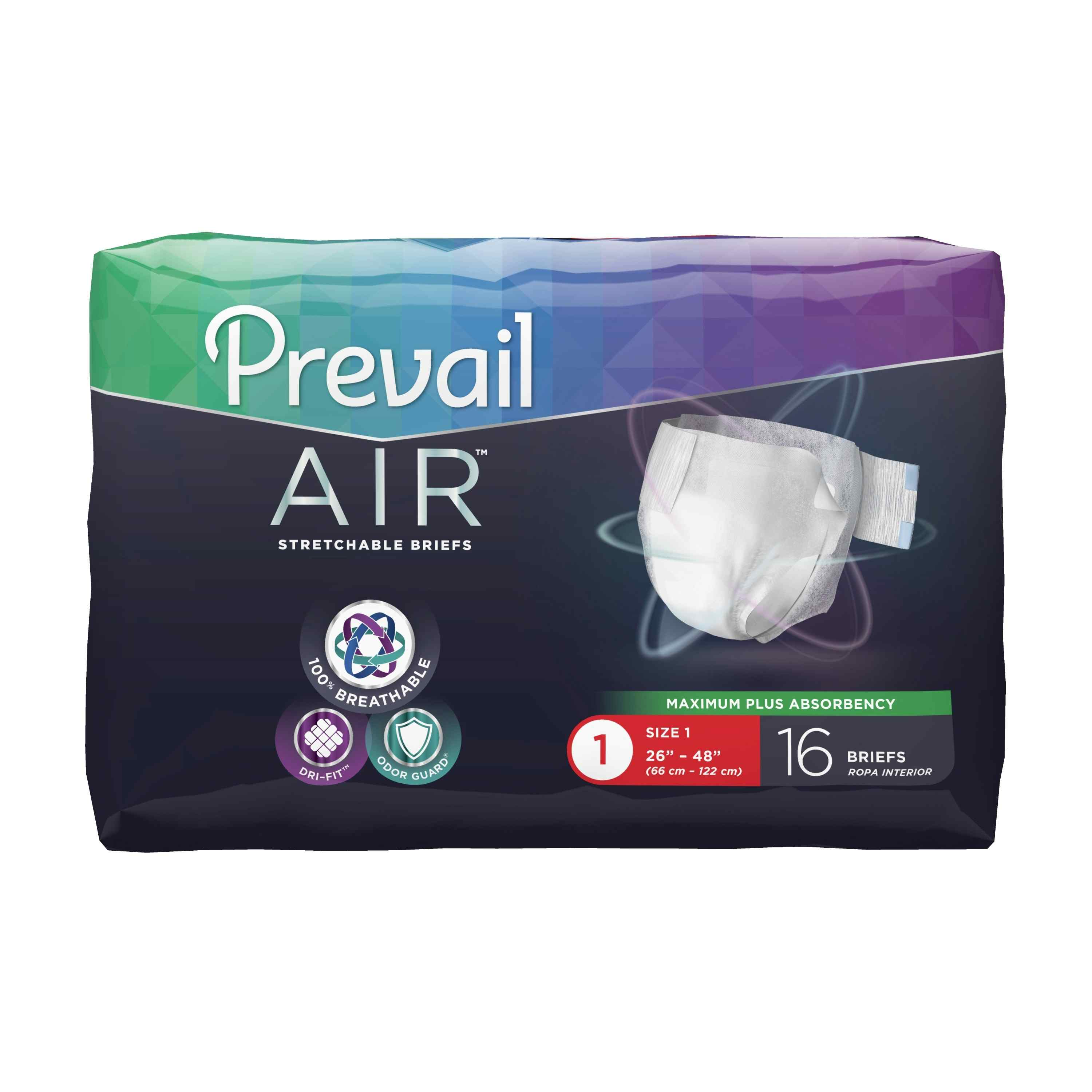 Prevail AIR Stretchable Adult Diapers with Tabs, Maximum Plus