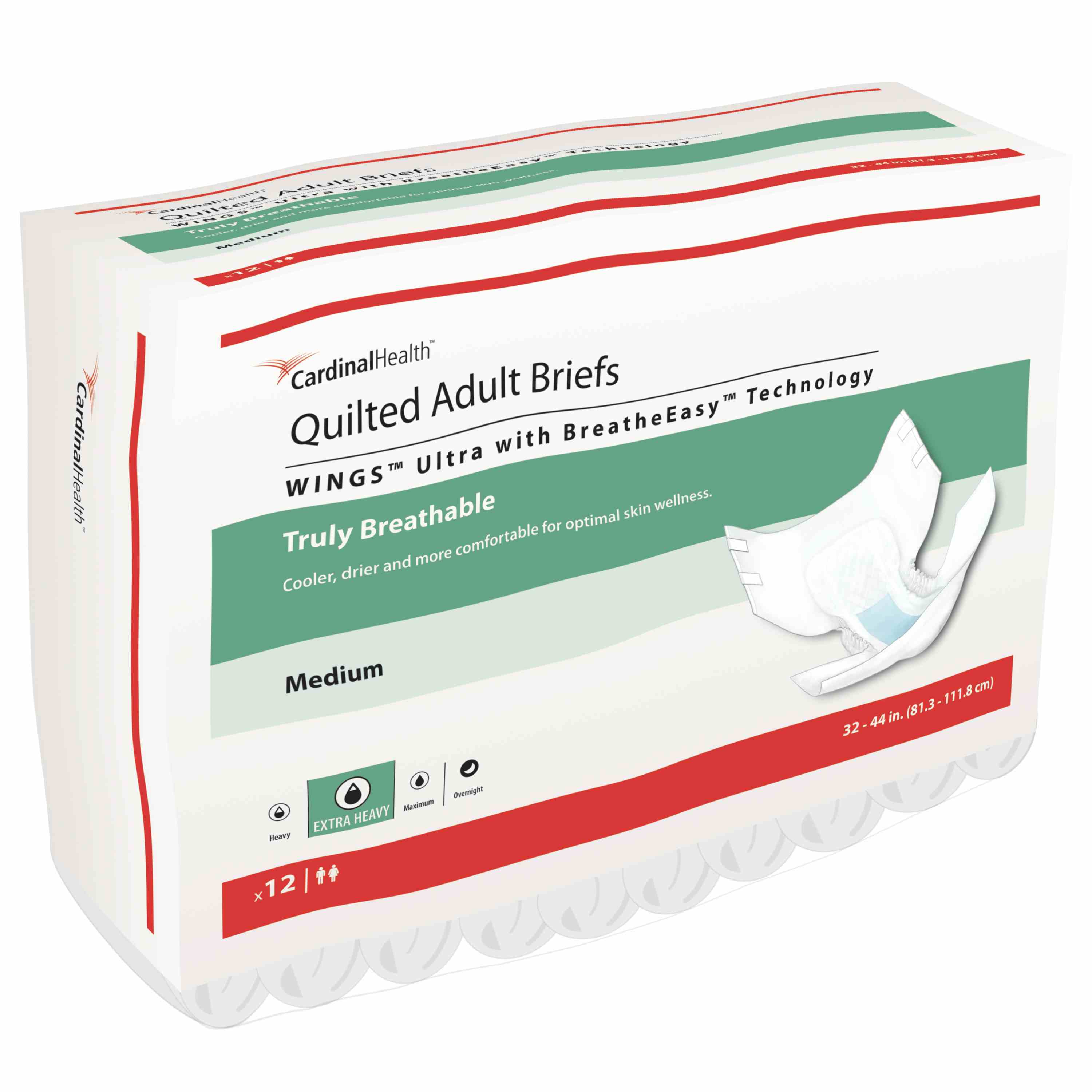 Cardinal Wings Quilted Adult Diapers with Tabs, Ultra
