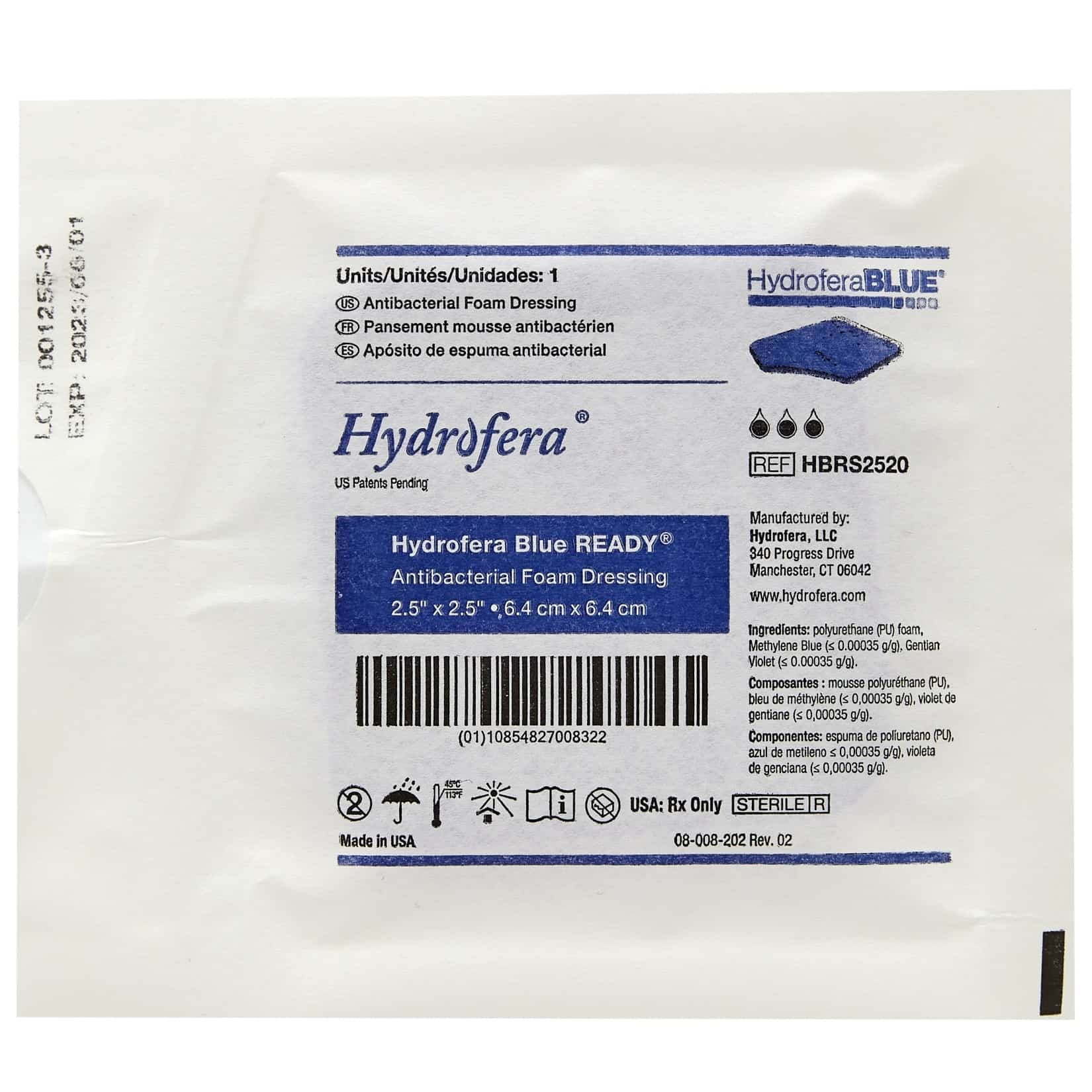hydrofera blue foam wound dressing Essity - Hydrofera Blue CLASSIC Antibacterial Foam Dressing - HB4514