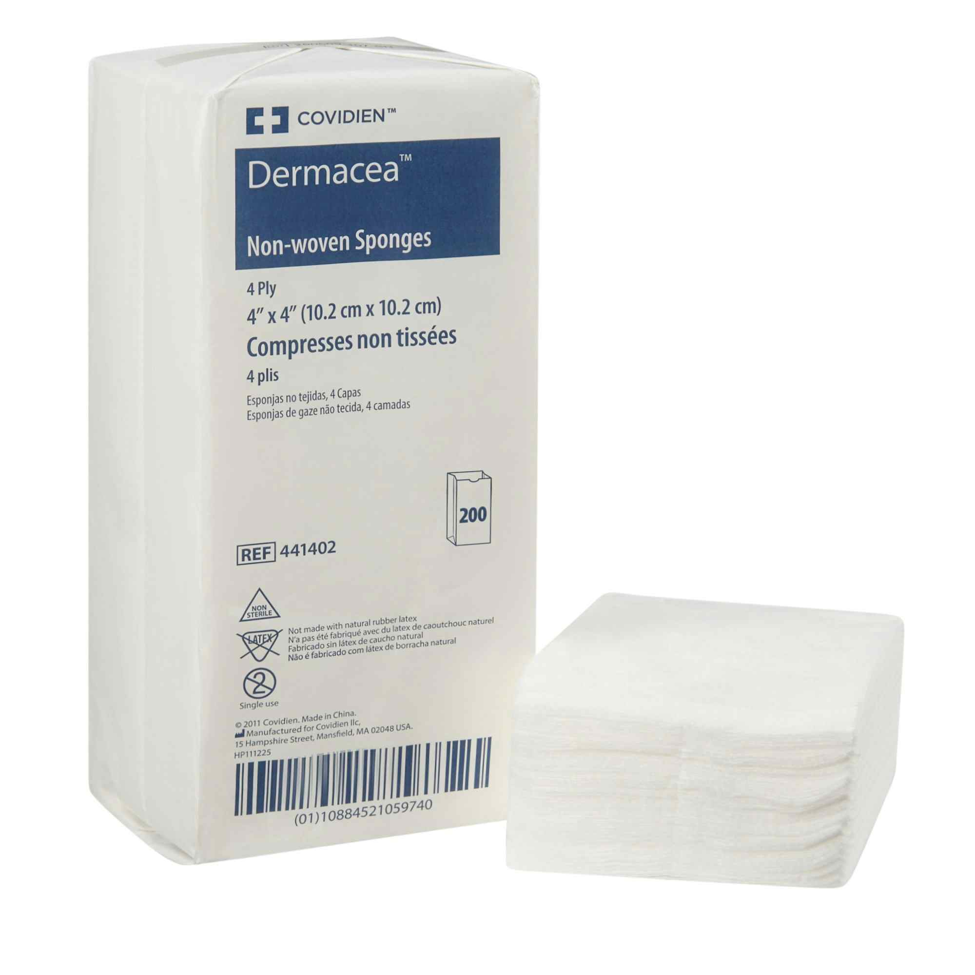 Dermacea 4-Ply NonWoven Gauze Sponges, Non-Sterile