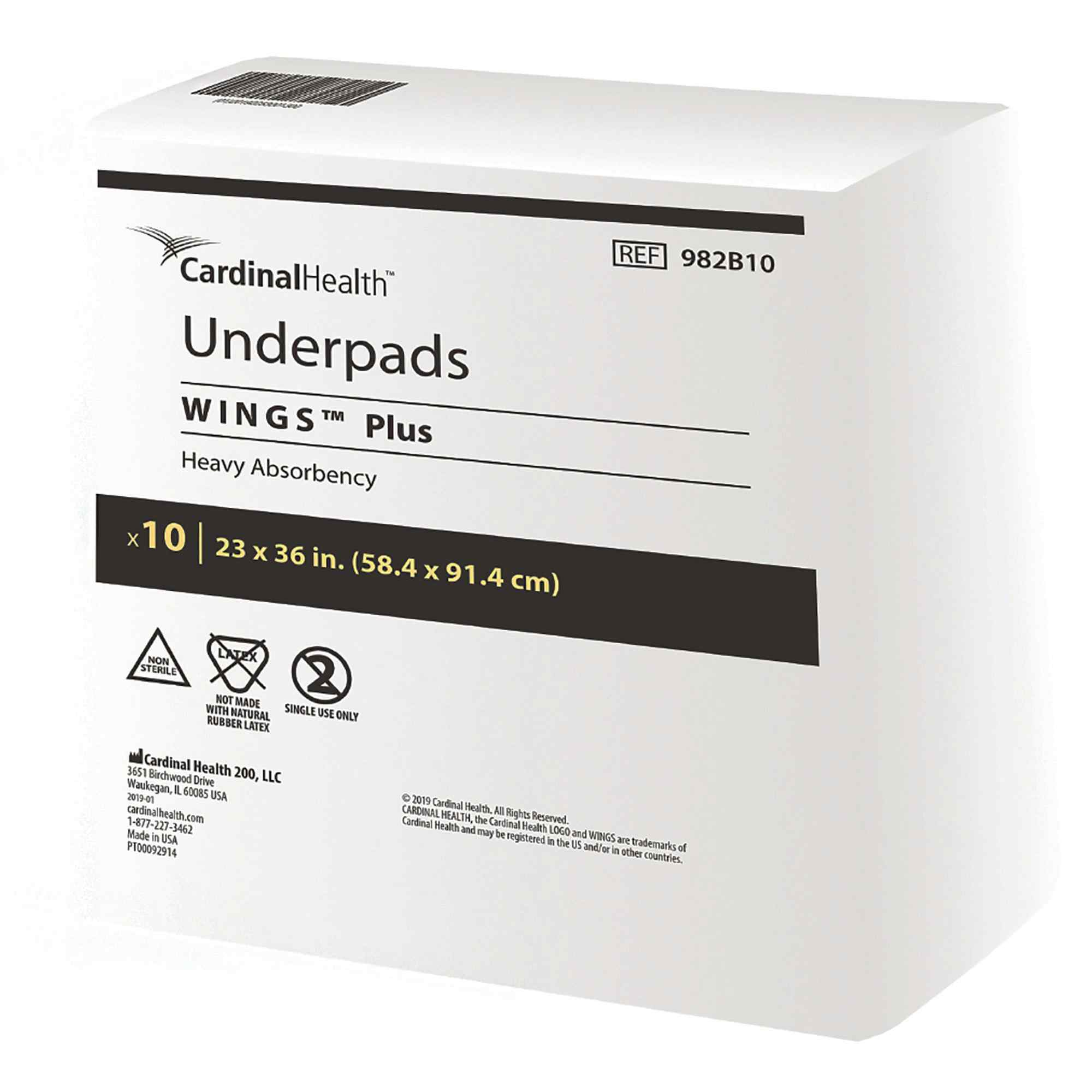 Cardinal Wings Disposable Underpads, Heavy Absorbency