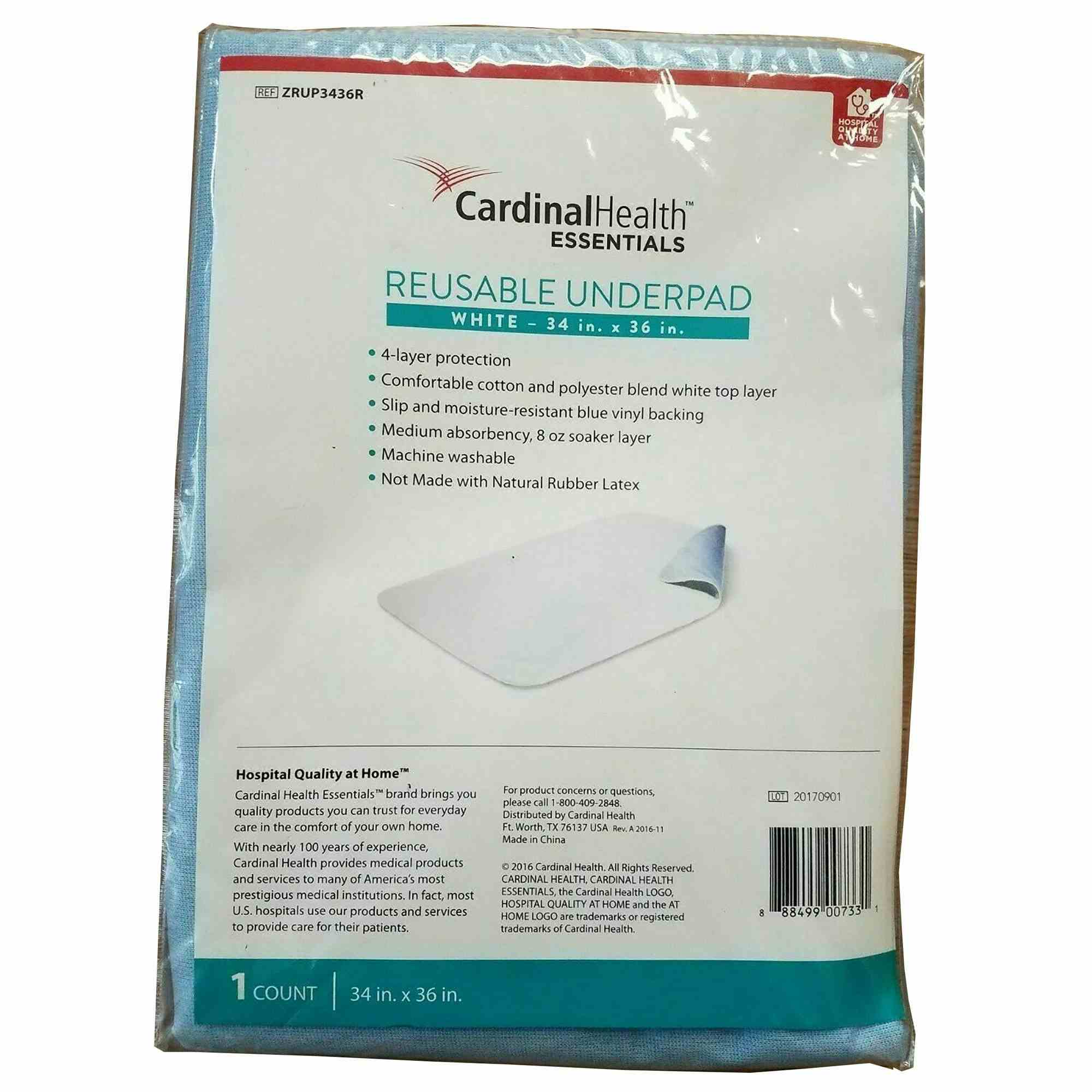 Cardinal Health Essentials Reusable Underpad, Moderate Absorbency