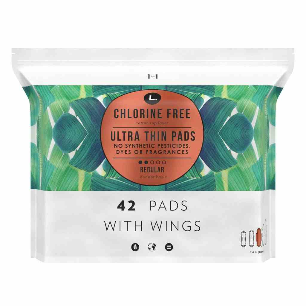 L. Chlorine Free Ultra Thin Pads with Wings,  Regular Absorbency