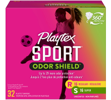 Playtex Sport Odor Shield Tampons Multipack, Regular & Super Absorbencies