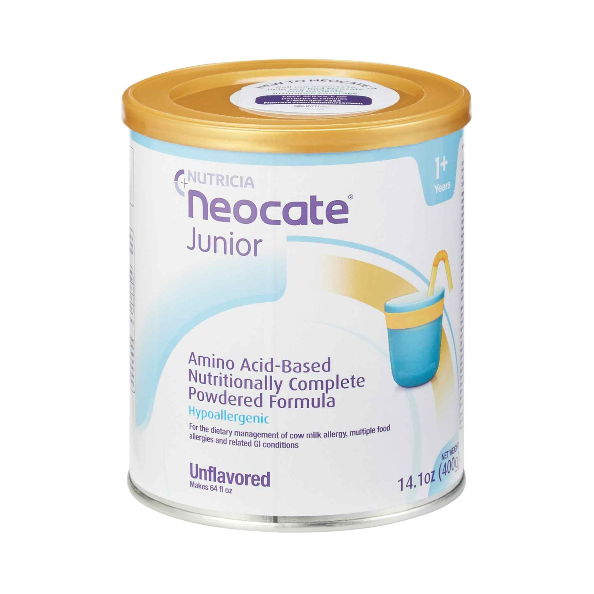Nutricia Neocate Junior Amino-Acid Based Nutritionally Complete Powdered Formula without Prebiotics, Unflavored, 14.1 oz.