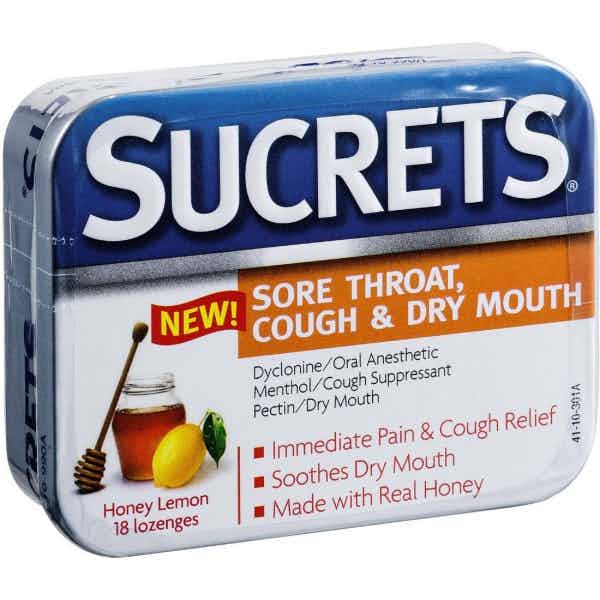 Sucrets Sore Throat, Cough and Dry Mouth Lozenges, Honey Lemon
