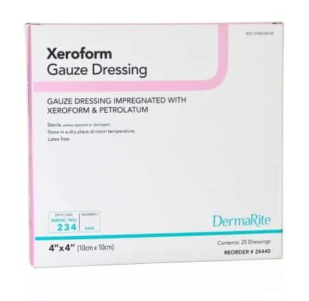 xeroform wound dressing Medicated Petrolatum Xeroform Petrolatum Dressing 4"x4" 25