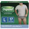 Depend Fit-Flex Pull-Up Underwear for Men, Maximum, 47926-CS34, Large (35-43"), Pack of 17