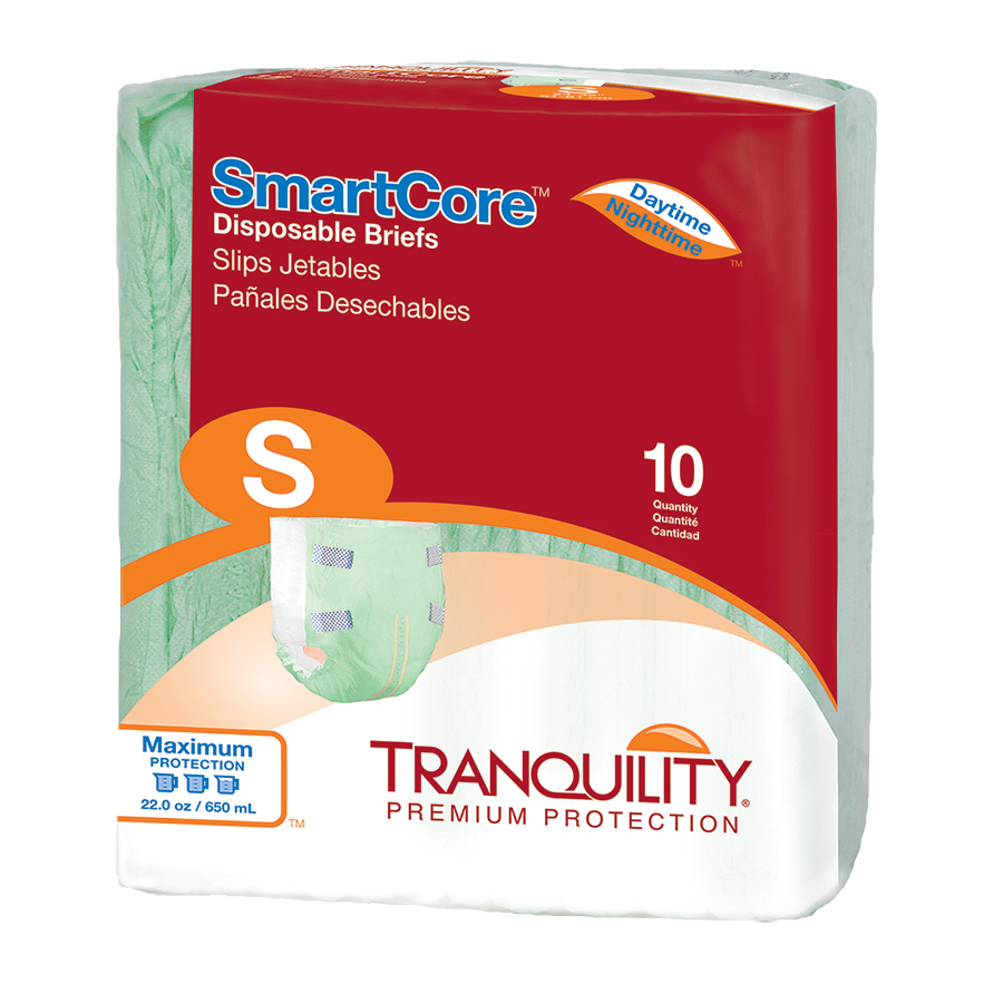 Tranquility SmartCore Disposable Adult Diapers with Tabs, Maximum,2311,Small 24-32" - Pack of 10