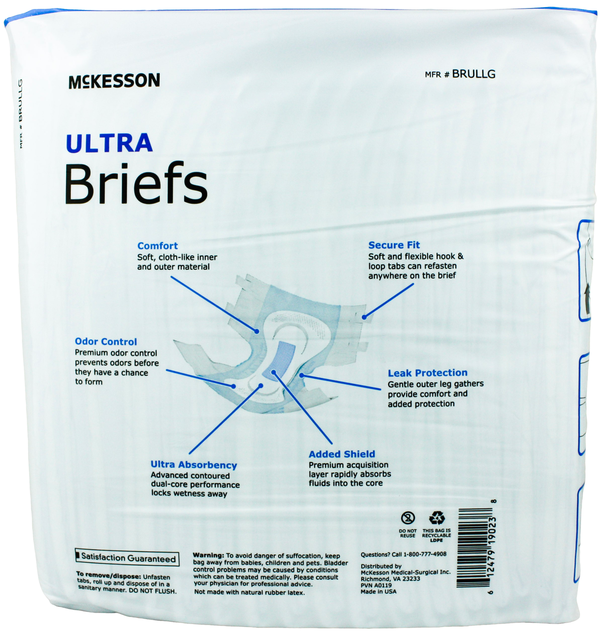 McKesson Ultra Briefs Heavy Absorbency, BRULMD, Bag of 16