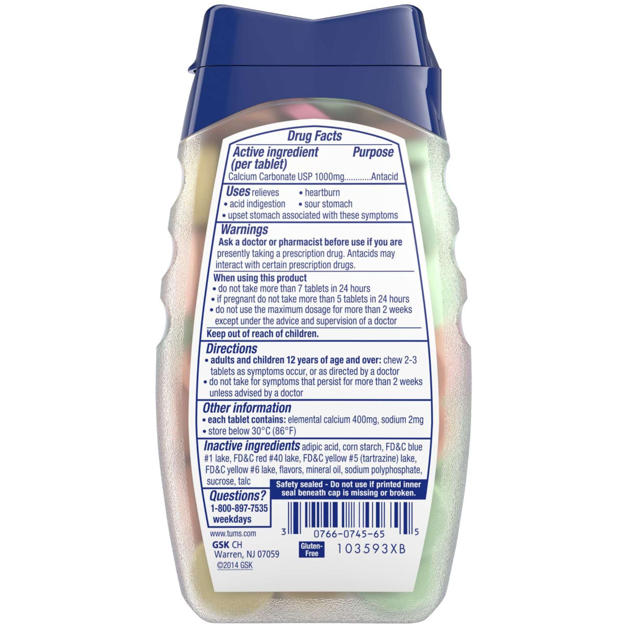 can you take tums on glp 1 Tums Antacid Ultra Strength Chewable Tablets for Heartburn & Acid Indigestion ReliefAssorted Fruit - 72 tablets