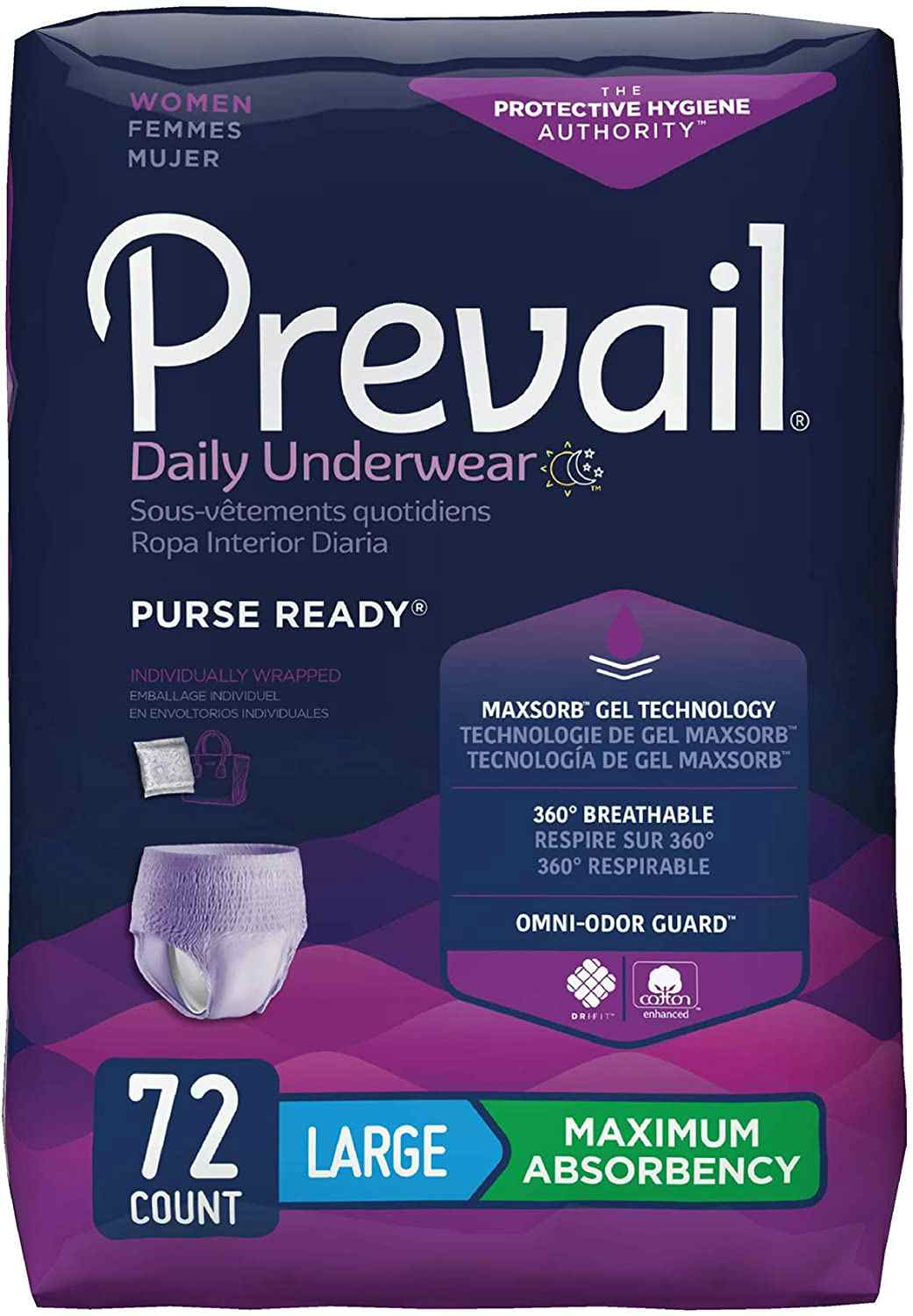 Prevail Women's PurseReady Pull-Up Underwear, Maximum