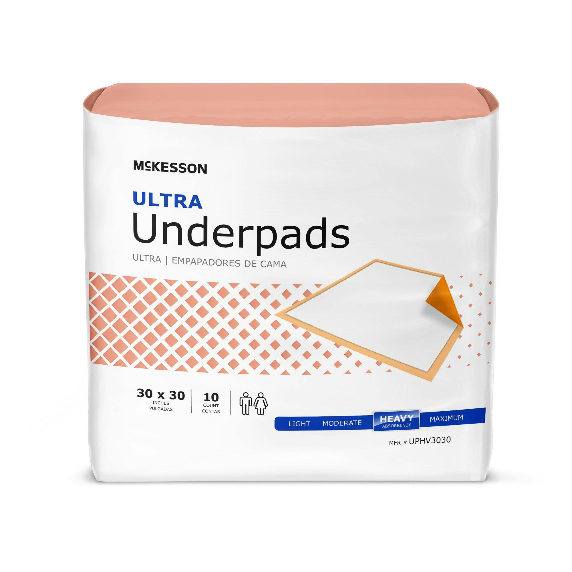 McKesson Underpads, Ultra, 30"X 36", UPHV3036-BG10, Bag 10
