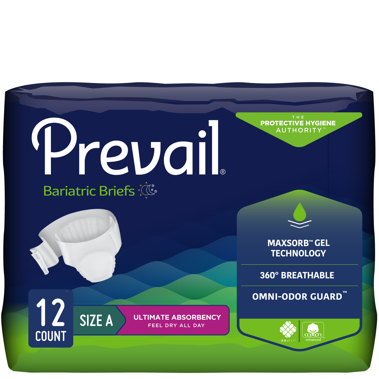 Prevail Bariatric Briefs with Tabs, Ultimate, Front