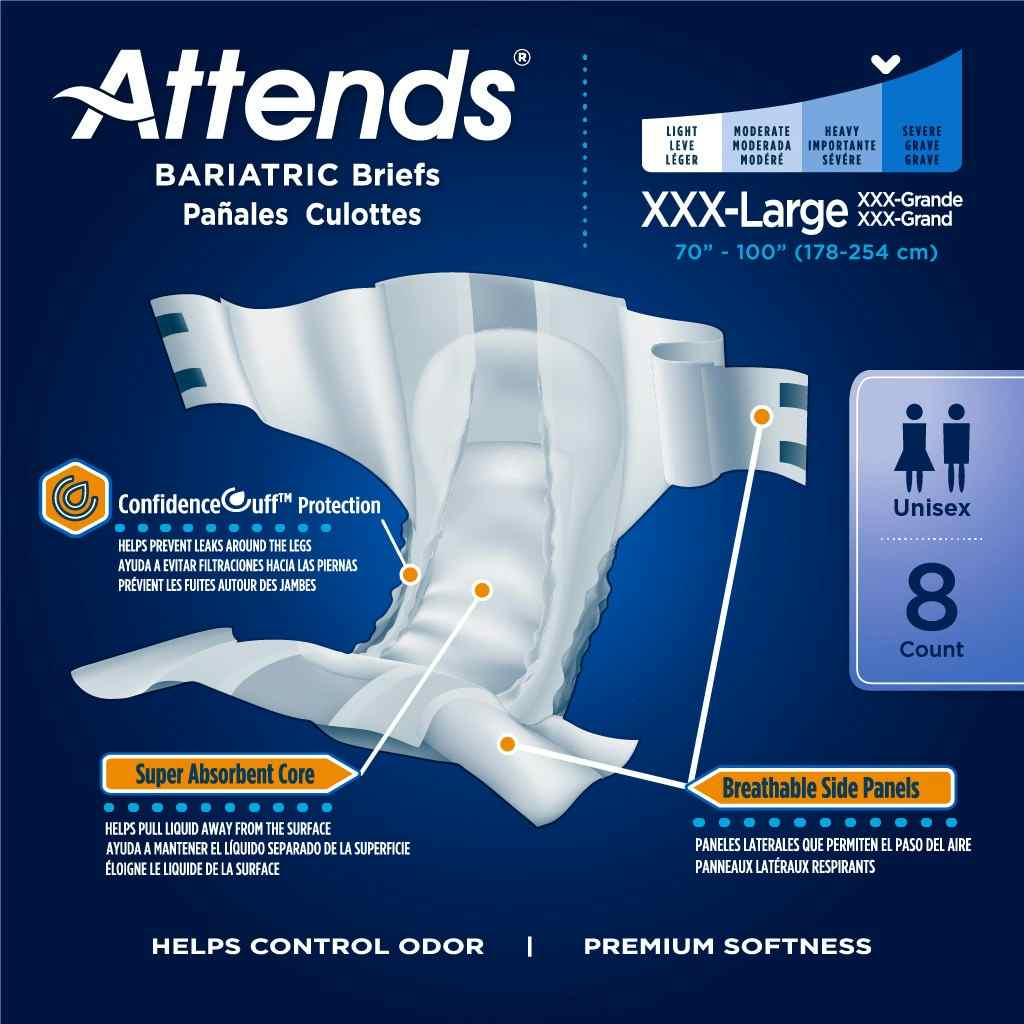 attends bariatric briefs with tabs product specifications