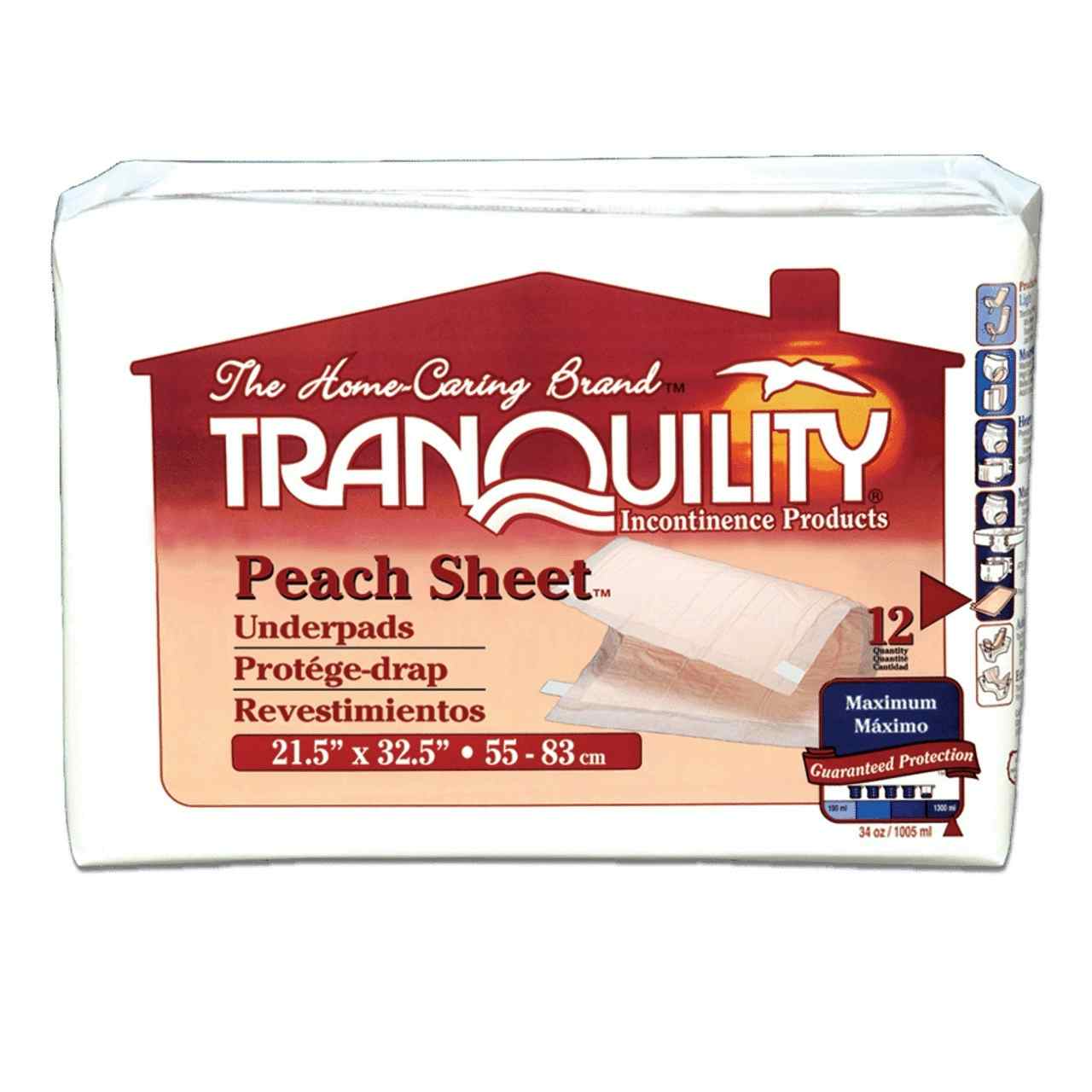 Tranquility Peach Sheet Underpads, Maximum