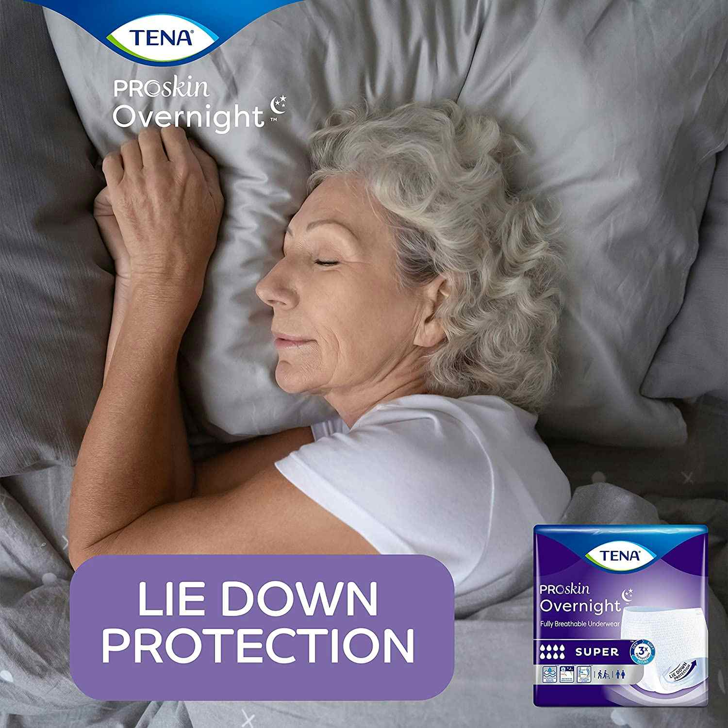 TENA Overnight Super Protective Incontinence Underwear, Overnight Absorbency, lifestyle