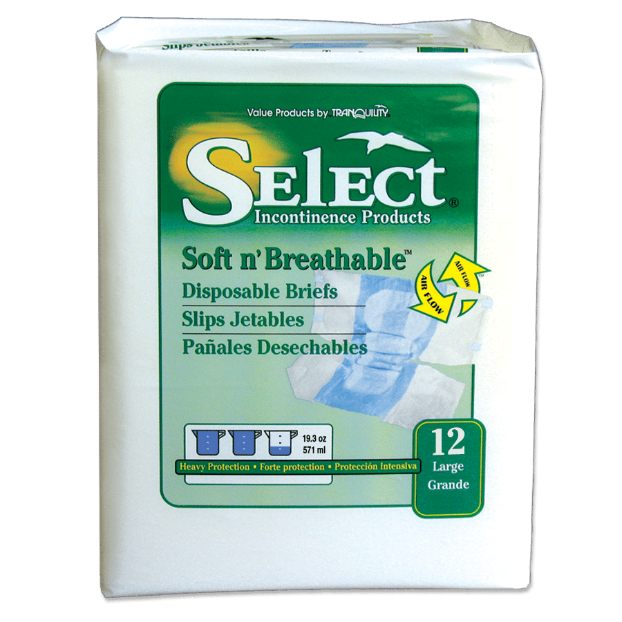 Select Soft N' Breathable Disposable Adult Diapers with Tabs, Heavy